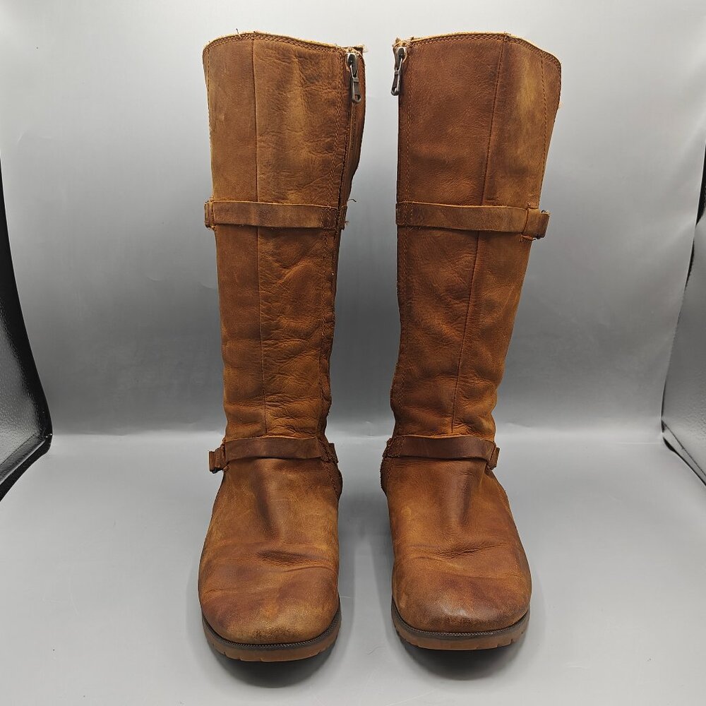 TEVA DE LA VINA Brown Weatherproof Tall Leather Boots - Picture 2 of 10